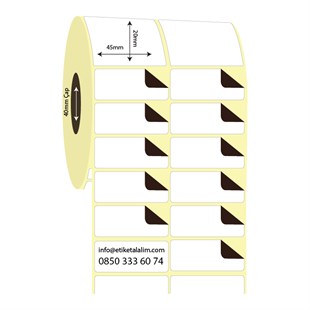 Termal Sürsajlı-Örtücü Etiket (sticker)45mm x 20mm 2'li Ara Boşluk Termal Sürsajlı Etiket