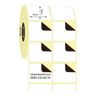 Termal Sürsajlı-Örtücü Etiket (sticker)50mm x 40mm 2'li Ara Boşluk Termal Sürsajlı Etiket