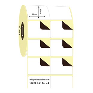 Termal Sürsajlı-Örtücü Etiket (sticker)50mm x 35mm 2'li Bitişik Termal Sürsajlı Etiket